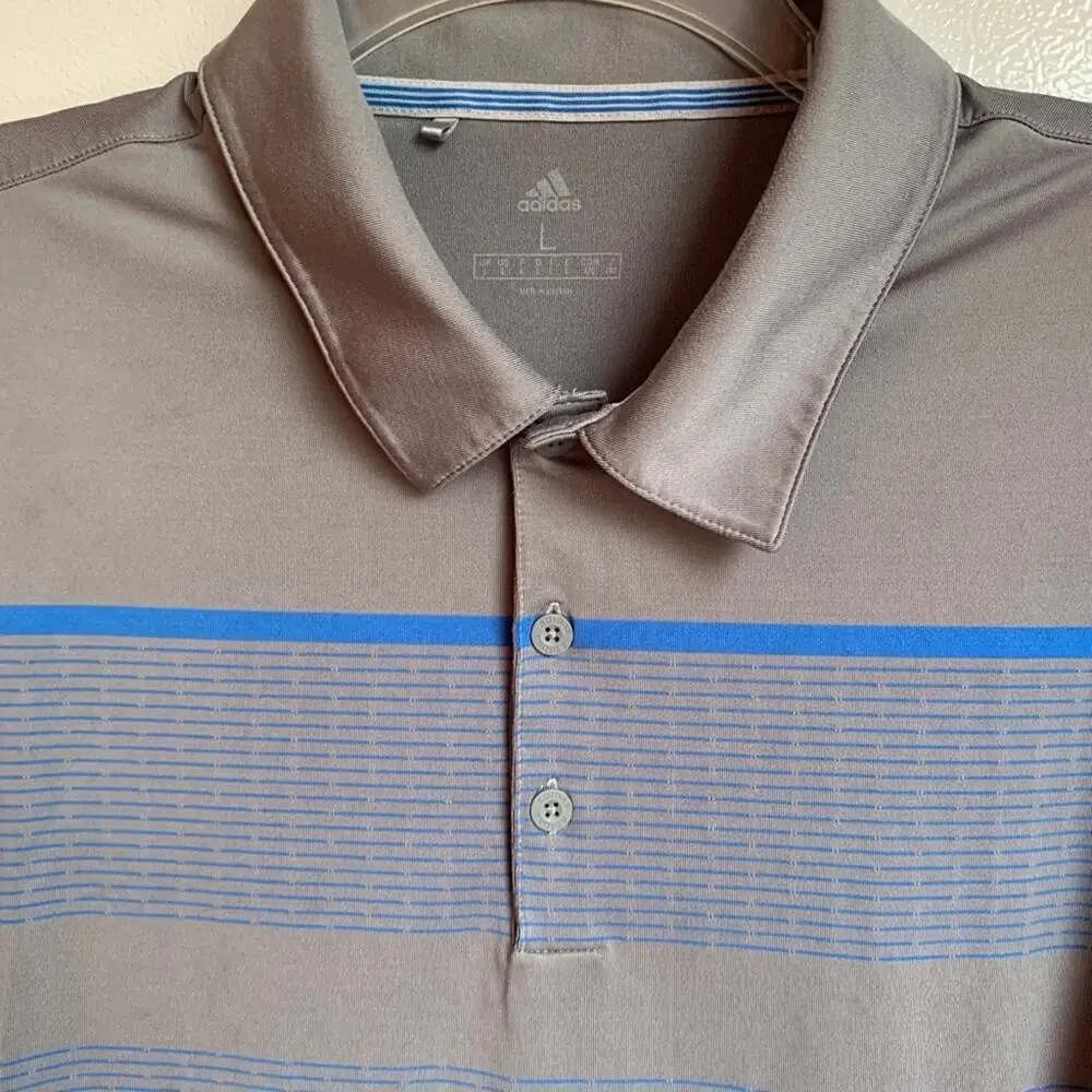 ADIDAS Men’s Striped Polo/Golf Shirt / Size: Large